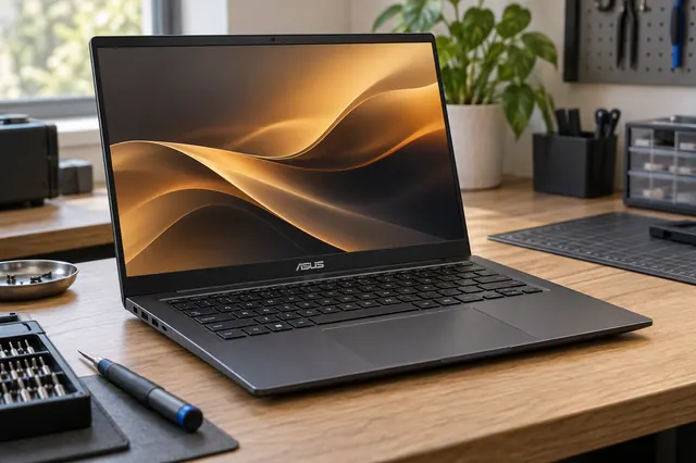 Imagem ilustrativa de notebook ASUS em bancada de assistência